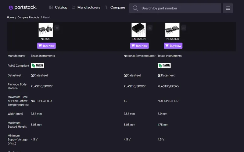 Three timer ICs compared side by side