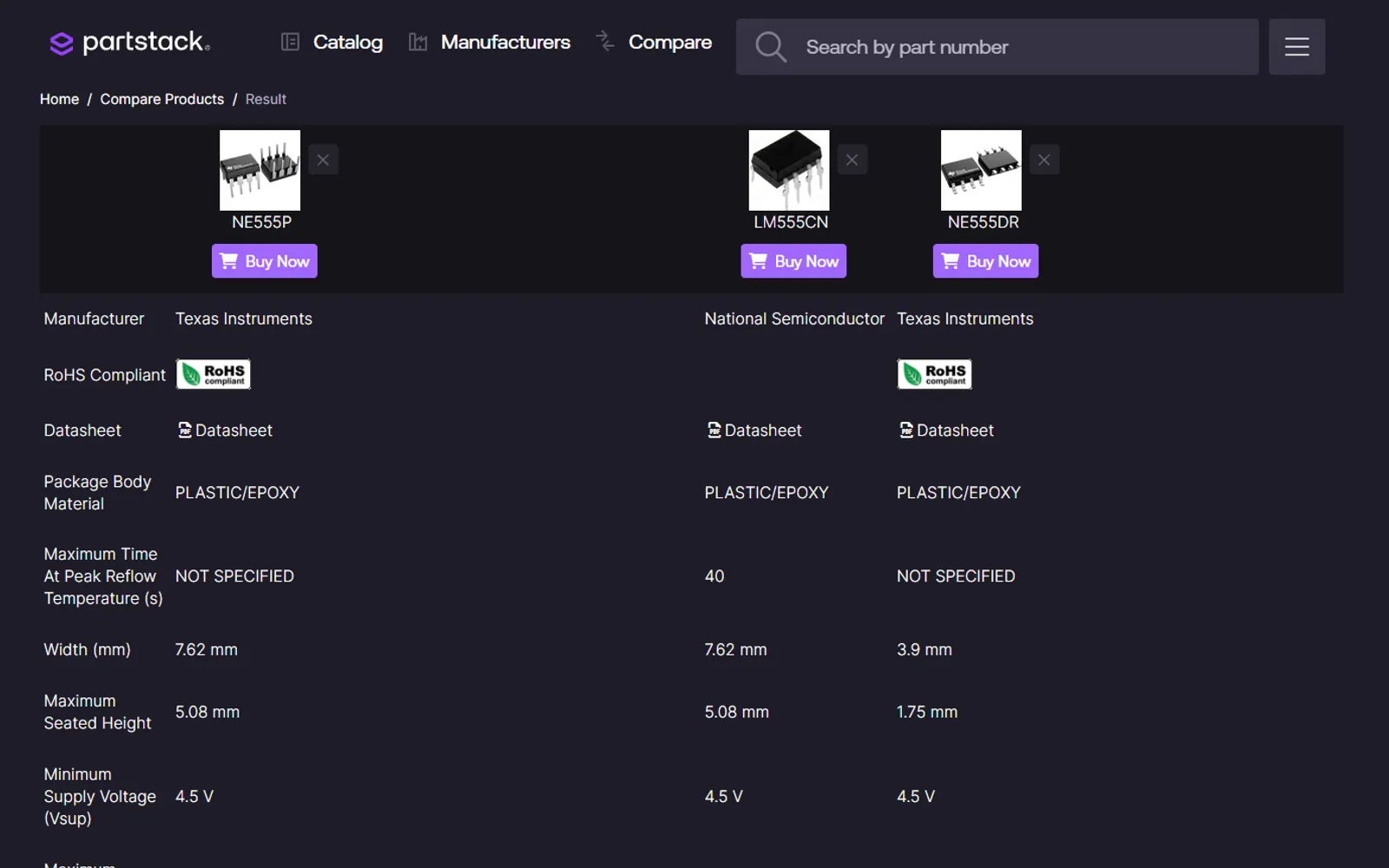 Three timer ICs compared side by side
