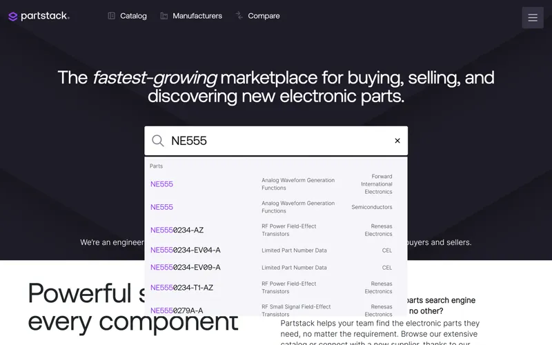 Homepage search suggestions with the typed letters highlighted