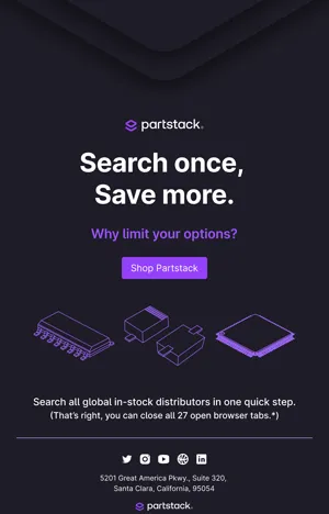 Partstack email with three line-drawn parts