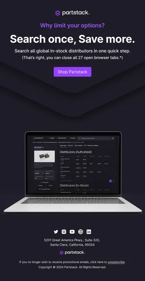 Partstack email with a laptop showing the part page