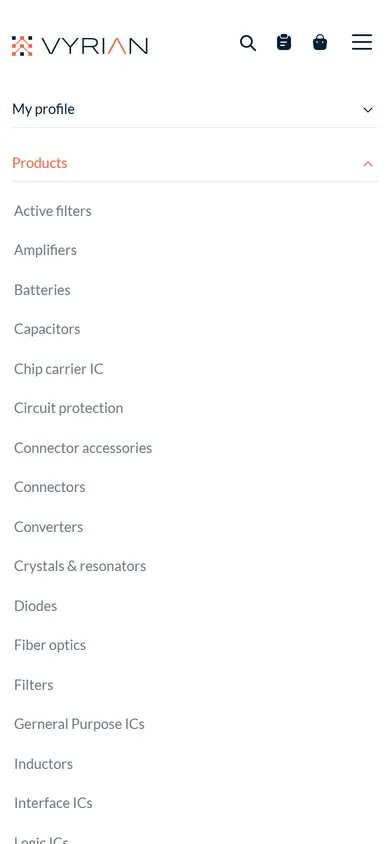 Product categories on a phone