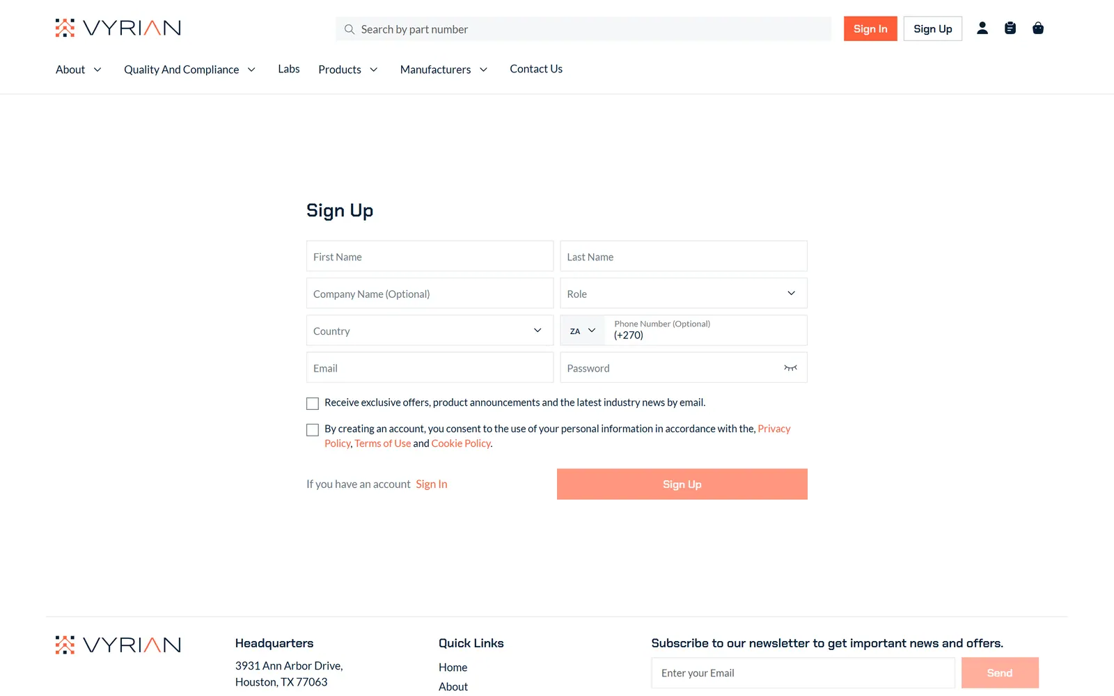 Sign-up form
