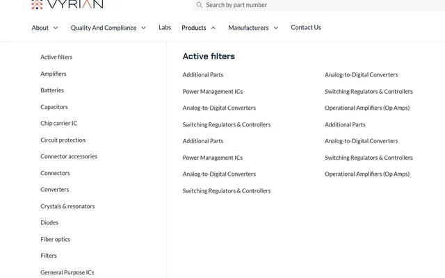 Products mega menu