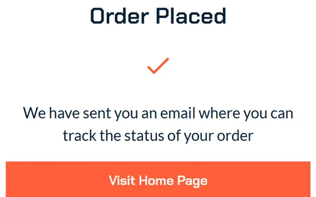 Order placed confirmation